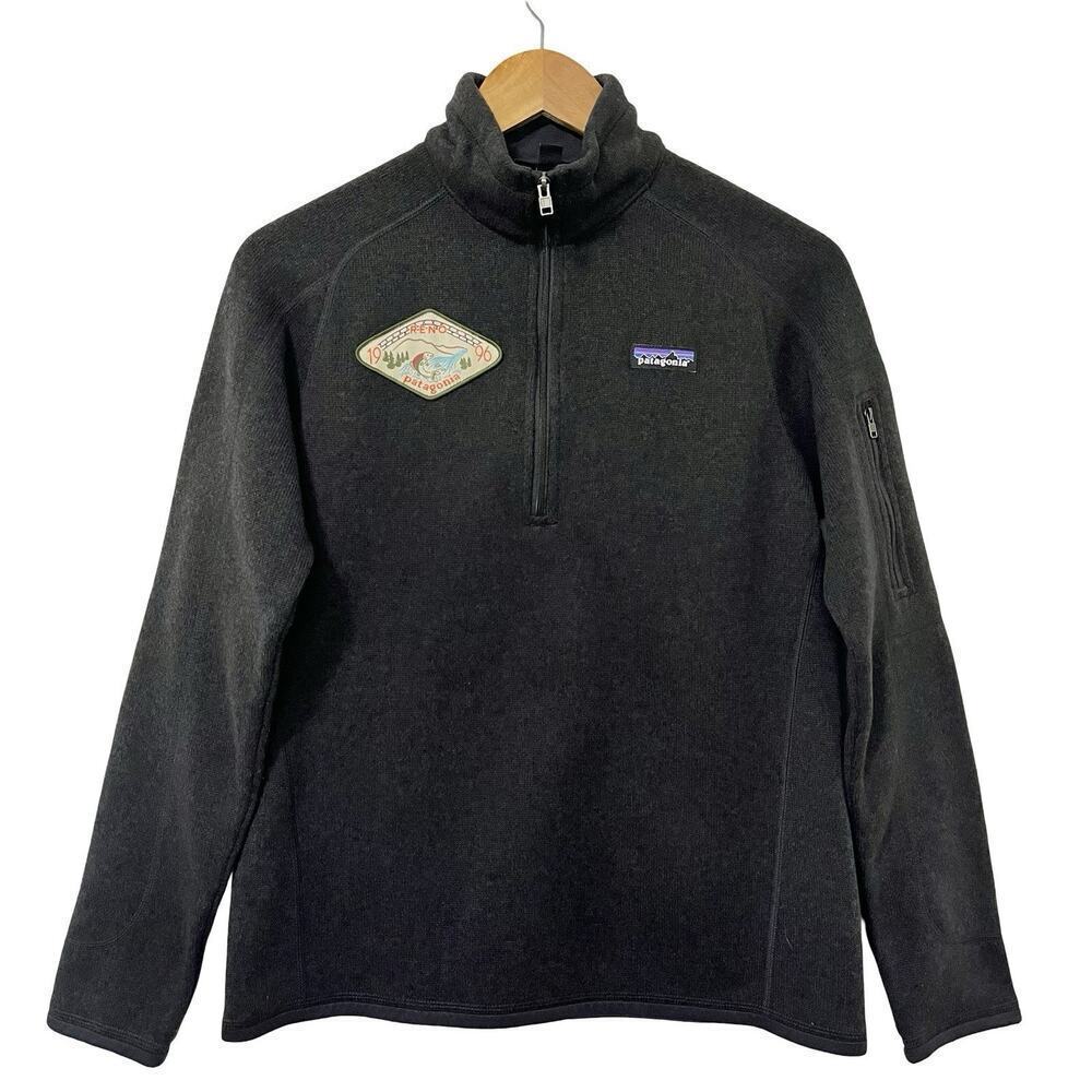 Patagonia Better Sweater 1/4 Zip Fleece Sweater Size M Black Reno Patch Granola